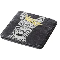 Just slate company Onderzetters Zebra met gouden kroon - Gegraveerd - Leisteen - Just Slate Company Scotland