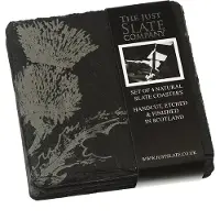The Just Slate Company Onderzetters Distel - Gegraveerd - Leisteen - Just Slate Company Scotland