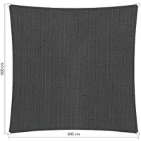 Shadow Comfort vierkant 6x6m Carbon Black met Bevestigingsset