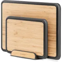 Dreamfarm - Fledge Bamboe Snijplank Set van 2 Stuks met Houder - Borosilicaatglas - Bruin -