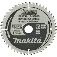Makita Cirkelzaagblad voor Laminaat | Specialized | Ø 136mm Asgat 20mm 48T - B-33825
