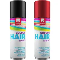 Smiffys Carnaval verkleed hoofdhaar verf/spuitspray - zwart en rood - spuitbussen - 125 ml p/st