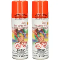 Goodmark Haar verf/spray - 2x - neon oranje - spuitbus - 125 ml - Carnaval