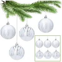 Sarcia.eu Set van plastic kerstballen, zilveren kerstballen, kerstversieringen 7 cm, 6 stuks.