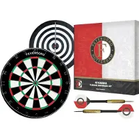Xqmax Feyenoord Flocked Dartbord - Dubbelzijdig - Dartbord met 6 dartpijlen - Dart Flights - Dart Shafts - Darts - Cadeau