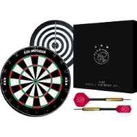 Xqmax Ajax Flocked Dartbord - Dubbelzijdig - Dartbord met 6 dartpijlen - Dart Flights - Dart Shafts - Darts - Cadeau