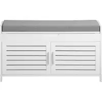 SoBuy FSR102-W Opbergbank - Witte Schoenenkast met Bank & 2 Deuren