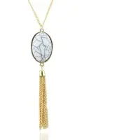 Deja Jewels Halsketting Ovale Natuursteen - Wit