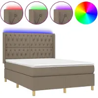 vidaXL Boxspring met matras en LED stof taupe 140x190 cm