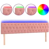 vidaXL Hoofdbord LED 180x7x78/88 cm fluweel roze