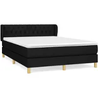 vidaXL Boxspring met matras stof zwart 140x200 cm