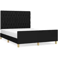 vidaXL Bedframe zonder matras stof zwart 140x190 cm
