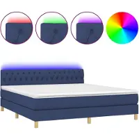 vidaXL Boxspringbed met matras en blauwe LED-verlichting, 180x200 cm, gestoffeerd