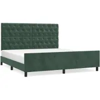 vidaXL Bedframe zonder matras 160x200 cm fluweel donkergroen