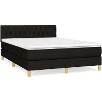 vidaXL Boxspring met matras stof zwart 140x190 cm