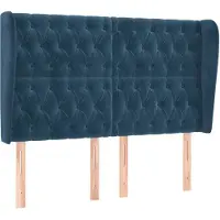 vidaXL Hoofdbord met randen 163x23x118/128 cm fluweel donkerblauw