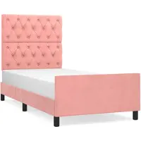 vidaXL Bedframe met hoofdeinde, roze, 80x200 cm, fluweel