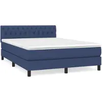 vidaXL Boxspringbed met matras, blauw, 140x190 cm, gestoffeerd