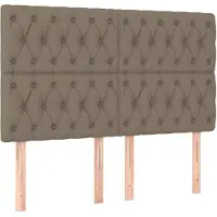 vidaXL Hoofdbord taupe 144x7x118/128 cm Stof