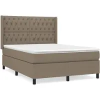 vidaXL Boxspring met matras stof taupe 140x200 cm