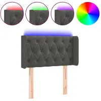 vidaXL Hoofdbord LED 83x16x78/88 cm fluweel donkergrijs