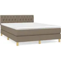 vidaXL Boxspring met matras stof taupe 140x190 cm