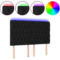 vidaXL Hoofdbord LED 144x7x118/128 cm stof zwart
