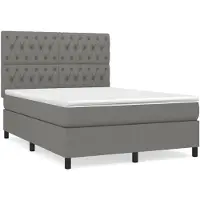 vidaXL Boxspring met matras stof donkergrijs 140x200 cm