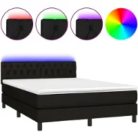 vidaXL Boxspring met matras en LED stof zwart 140x200 cm