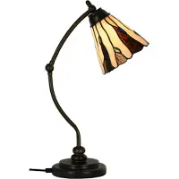 Clayre & Eef Tiffany tafellamp, diameter 27 cm, hoogte 51 cm, beige glas