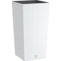 vidaXL Plantenbak met uitneembare bak rattan-look 11/26,5 L PP wit