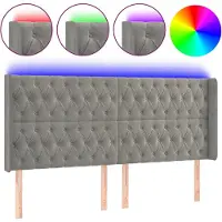 vidaXL Hoofdbord LED 183x16x118/128 cm fluweel lichtgrijs