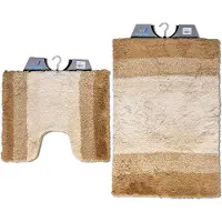 Wicotex - Badmat set met Toiletmat - WC mat met uitsparing regenboog Beige - Antislip onderkant