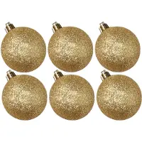 Cosy & Trendy 6x stuks kunststof glitter kerstballen goud 6 cm - Kerstbal