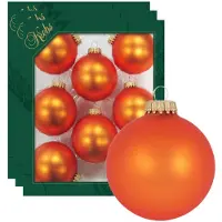 Merkloos 24x Oranje matte kerstboomversiering kerstballen van glas 7 cm - Kerstbal