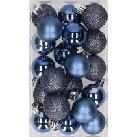 Cosy & Trendy 20x stuks kunststof kerstballen donkerblauw 3 cm mat/glans/glitter - Kerstbal