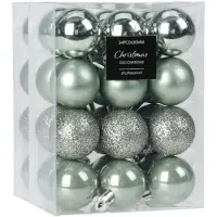 Merkloos Christmas Decoration kerstballen 32x -mintgroen-5 cm -kunststof - Kerstbal