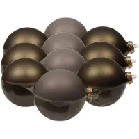 Othmar decorations 12x stuks glazen kerstballen eucalyptus grijs/bruin 10 cm mat/glans - Kerstbal