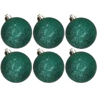 Cosy & Trendy 6x stuks kunststof glitter kerstballen petrol groen 6 cm - Kerstbal