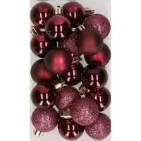 Cosy & Trendy 20x stuks kunststof kerstballen aubergine paars 3 cm mat/glans/glitter - Kerstbal