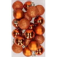 Cosy & Trendy 20x stuks kunststof kerstballen oranje 3 cm mat/glans/glitter - Kerstbal
