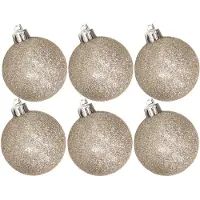 Cosy & Trendy 6x stuks kunststof glitter kerstballen champagne 6 cm - Kerstbal