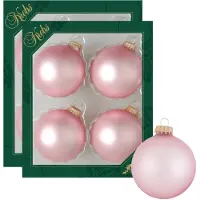 Merkloos 8x stuks glazen kerstballen 7 cm chic mat roze - Kerstbal
