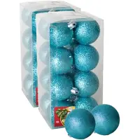 Gerimport 32x stuks kerstballen ijsblauw glitters kunststof 5 cm - Kerstbal