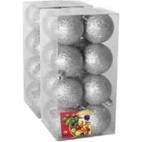 Gerimport 32x stuks kerstballen zilver glitters kunststof 5 cm - Kerstbal