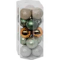 Atmosphera kerstballen - 30x -D5 cm - mix groen/champagne - plastic - Kerstbal