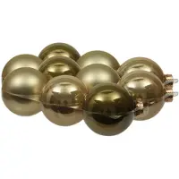 Othmar decorations 12x stuks glazen kerstballen dusky lime goud/groen tinten 8 cm mat/glans - Kerstbal