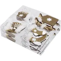 Othmar decorations kersthangers winter - 12x st- goud -hout - Kersthangers