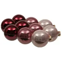 Othmar decorations 12x stuks glazen kerstballen roze tinten 8 cm glans - Kerstbal