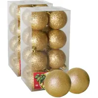 Gerimport 32x stuks kerstballen goud glitters kunststof 5 cm - Kerstbal